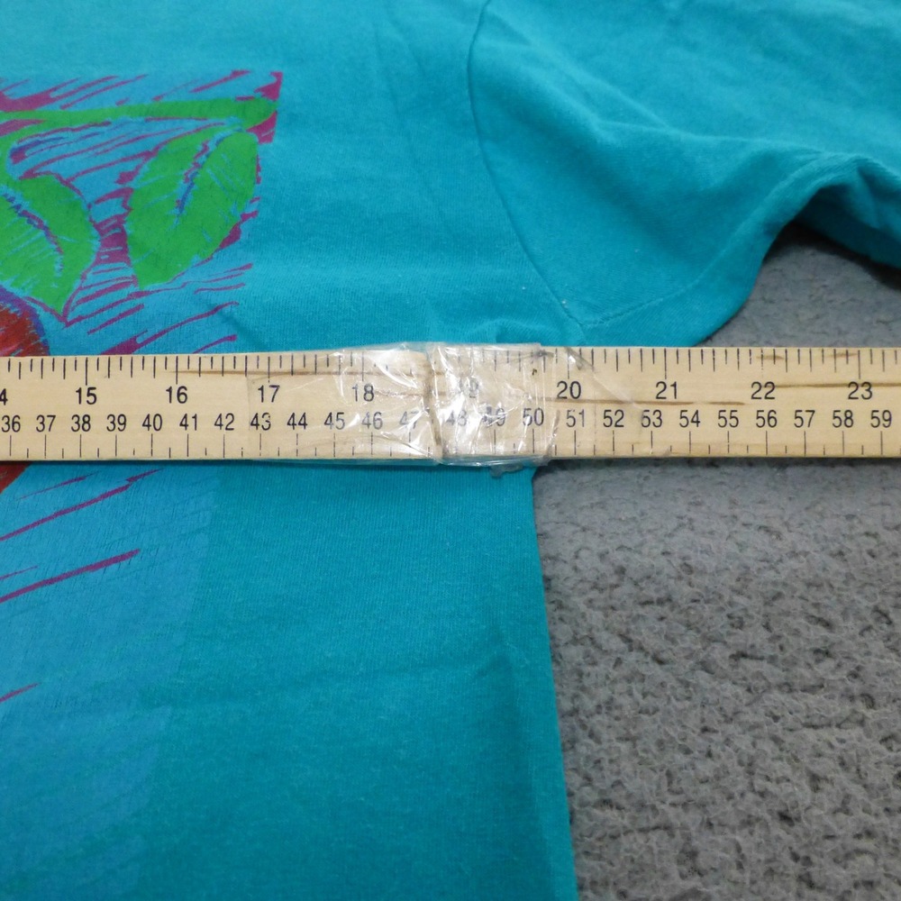 Vintage Fruit of the Loom Washington Apples Teal T-Shirt Single Stitch Large - Picture 7 of 11